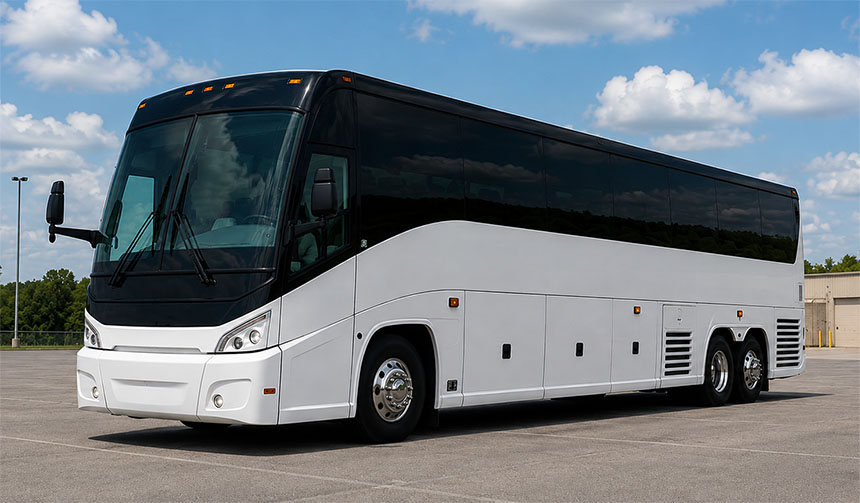 56-passenger charter bus available for charter in Cambridge, MA